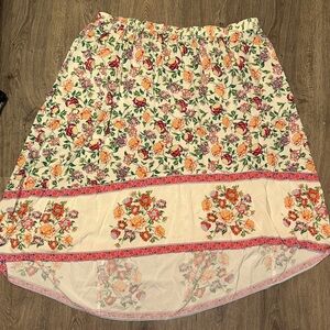 Lane Bryant High Low Floral Skirt - Pink and Orange